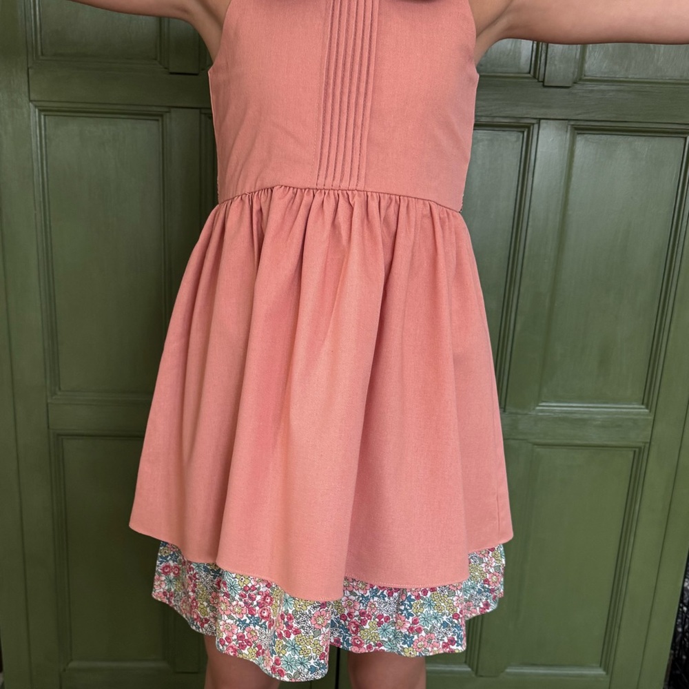 NWT Oopsie Daisy Peter Pan collar Coral pink floral Sleeveless Sundress